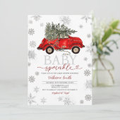 Invitation Winter Baby Sprinkle Red Card Christmas (Debout devant)