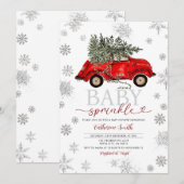 Invitation Winter Baby Sprinkle Red Card Christmas (Devant / Derrière)