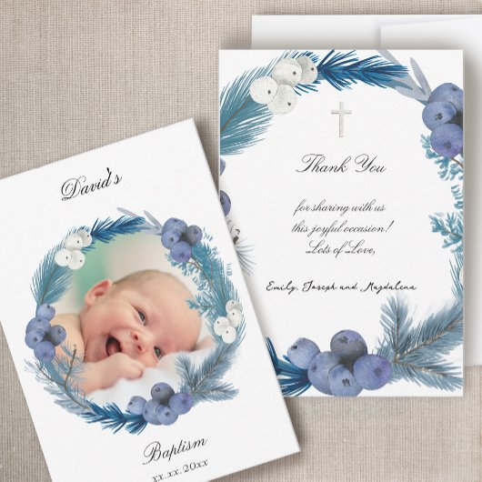 Invitation winter Baptism small thank you cards 