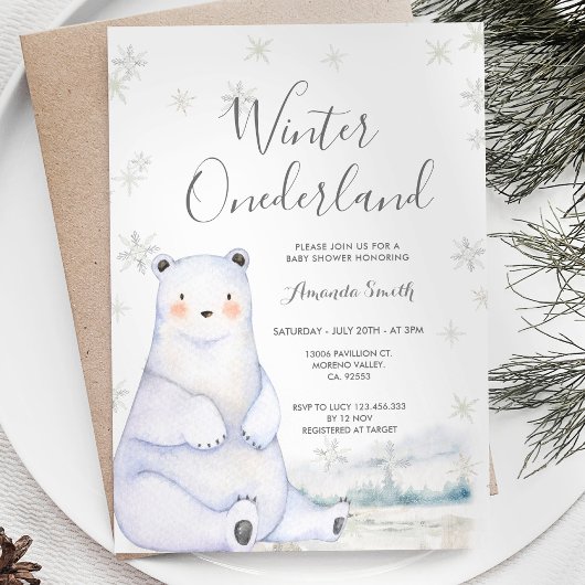Invitation Winter Bear Forest Flammes de neige Onederland ann