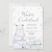 Invitation Winter Bear Forest Flammes de neige Onederland ann (Devant)