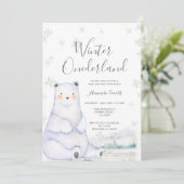 Invitation Winter Bear Forest Flammes de neige Onederland ann (Debout devant)