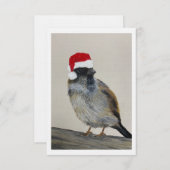 Invitation Winter bird with Santa hat - Original Artwork (Devant / Derrière)