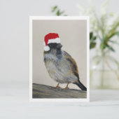Invitation Winter bird with Santa hat - Original Artwork (Debout devant)