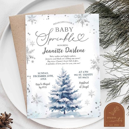 Invitation Winter Blue Baby Sprinkle Boy Baby Shower