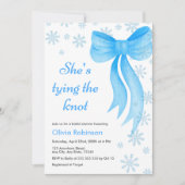 Invitation Winter Blue Bow Snowflakes Bridal Shower (Devant)
