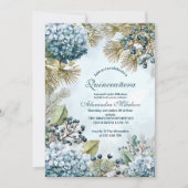 Invitation Winter Blue Floral Quinceañera (Devant)