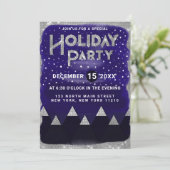 Invitation Winter Blue Silver Snowy Mounts Fête (Debout devant)