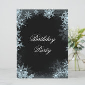 Invitation Winter Blue Snowflake Anniversaire Partie (Debout devant)