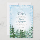 Invitation Winter Blue Snowflakes Onederland 1er anniversaire (Devant)