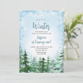 Invitation Winter Blue Snowflakes Onederland 1er anniversaire (Debout devant)