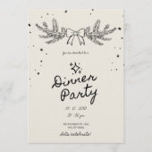 Invitation Winter Botanical Christmas Dinner Party (Devant)