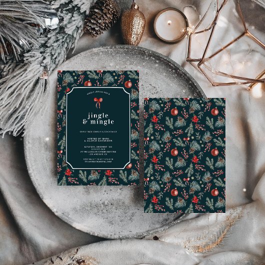 Invitation Winter Botanicals Coquette Bow | Fête de Noël