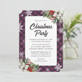 Invitation Winter Botanicals Purple Plaid Christmas Party (Debout devant)