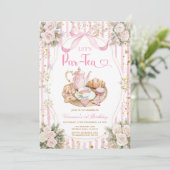 Invitation Winter Bow Let’s Par-tea Girl Birthday Snowflakes (Debout devant)