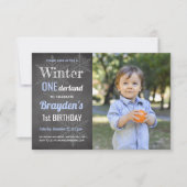 Invitation Winter Chalkboard Photo Boy's 1st Birthday (Devant)