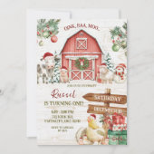 Invitation Winter Christmas Farm Animal Birthday (Devant)