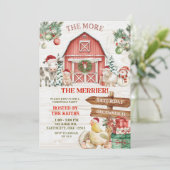 Invitation Winter Christmas Farm Animal Holiday Party (Debout devant)