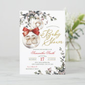 Invitation Winter Christmas Minimalist Bauble Baby Shower (Debout devant)