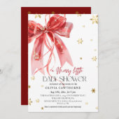 Invitation Winter Christmas Red Bow Baby Shower (Devant / Derrière)