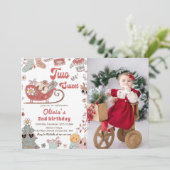 Invitation Winter Christmas Retro Two Sweet 2nd Birthday (Debout devant)