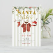Invitation Winter Christmas Santa Clothesline Baby Shower (Debout devant)