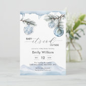 Invitation Winter Christmas Snowflake Ball Boy Baby Shower (Debout devant)