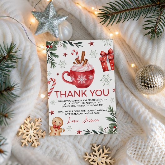 Invitation Winter Cocoa Birthday Thank You Card
