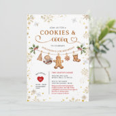 Invitation Winter Cookies & Cocoa Birthday Gold Snowflakes (Debout devant)