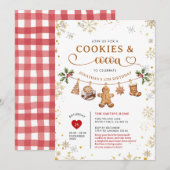 Invitation Winter Cookies & Cocoa Birthday Gold Snowflakes (Devant / Derrière)