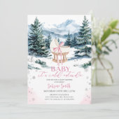 Invitation Winter Cute Pink Bow Cradle Baby Shower (Debout devant)