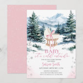 Invitation Winter Cute Pink Bow Cradle Baby Shower (Devant / Derrière)