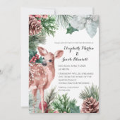 Invitation Winter Deer, Pinecones et Holly Virtual Mariage (Devant)