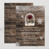 Invitation Winter Fairytale Beauté Rose Dome Mariage (Devant / Derrière)