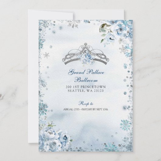 Invitation Winter Fairytale Castle Carrie Quince Anniversaire (Dos)