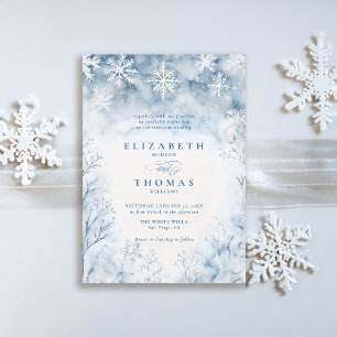 Invitation Winter Falling Forêt de Neige Rustique Elégant Mar