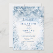 Invitation Winter Falling Forêt de Neige Rustique Elégant Mar (Devant)