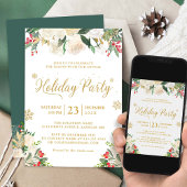 Invitation Winter Floral Berries Gold Parties scintillant Fêt