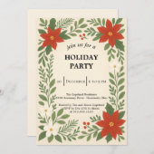 Invitation winter floral christmas party (Devant / Derrière)