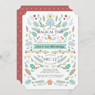 Invitation Winter Floral Folithe Chrismtas 1er Anniversaire
