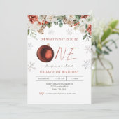 Invitation Winter Floral Oh What Fun Girl 1er anniversaire fê (Debout devant)