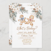 Invitation Winter Flowers What’s Baking Gender Reveal (Devant / Derrière)