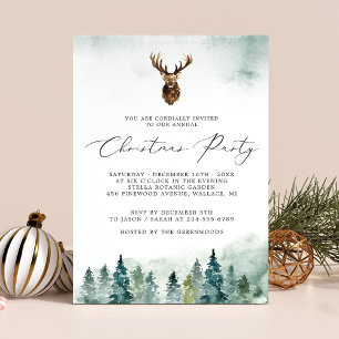 Invitation Winter Forest Deer Head Christmas Holiday Party