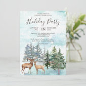 Invitation Winter Forest deers snowwoodland Fête de vacances (Debout devant)