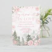 Invitation Winter Forest Pink Snow In Love Christmas Birthday (Debout devant)