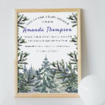 Invitation Winter Forest Woodland Tree Watercolor Baby Shower<br><div class="desc">Let's start preparing for the Winter Woodland Adventure Baby Shower! If you love Nature, Forest, Animals and Pine Chistmas Trees with blue lake, snow, green branches and white snowflakes, this rustic Invitation will be perfect for you to invite your lovely guests. Watercolor style add some volume to the view than...</div>