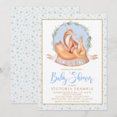Invitation Winter Fox Boy Automne hiver Baby Shower Invitatio (Devant / Derrière)