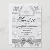 Invitation Winter Glitter & Ribbon Sweet 16 Birthday Party (Devant)