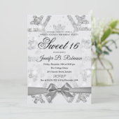Invitation Winter Glitter & Ribbon Sweet 16 Birthday Party (Debout devant)
