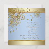 Invitation Winter Gold Blue Snowflakes Baby Boy Shower (Dos)